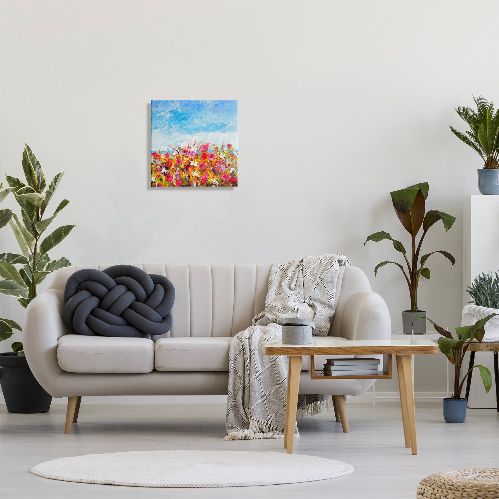 Stupell Industries Bold Summer Blooming Flower Field Under Cloudy Sky Canvas Wall Art